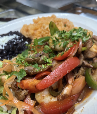 Shrimp and steak fajitas