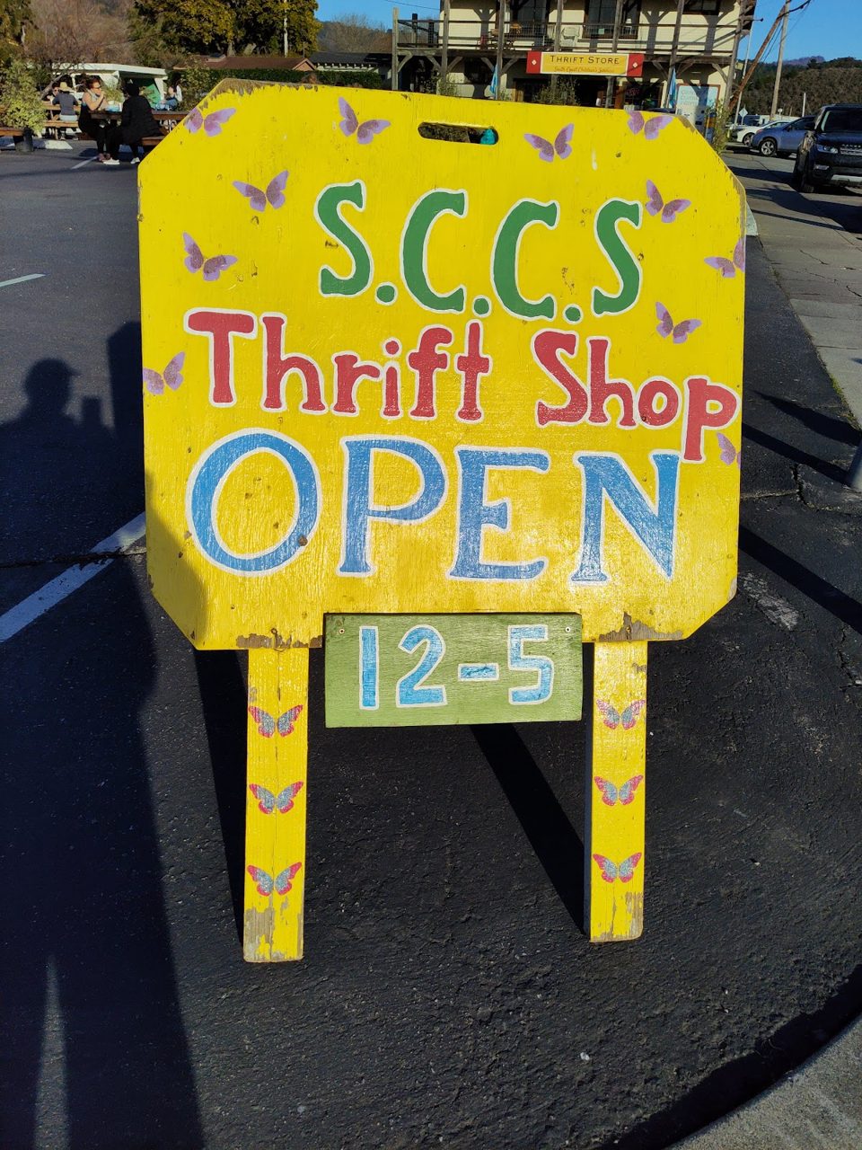 S.C.C.S Thrift Shop OPEN sign