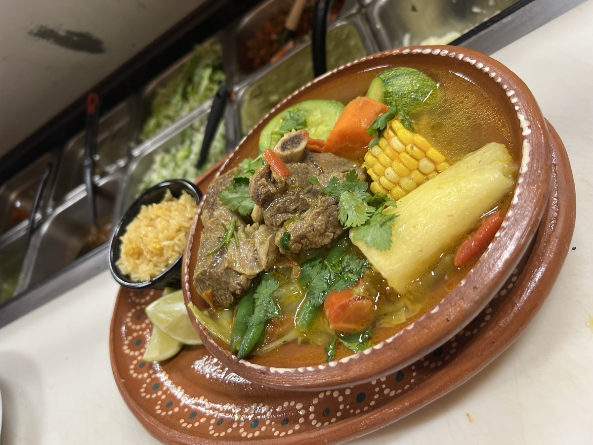 Caldo de res — beef soup with vegetables